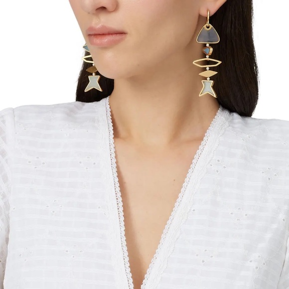 NWT Tory Burch Fish Gold and Pistachio Green Dangle Earrings Retails $180 - Picture 4 of 5
